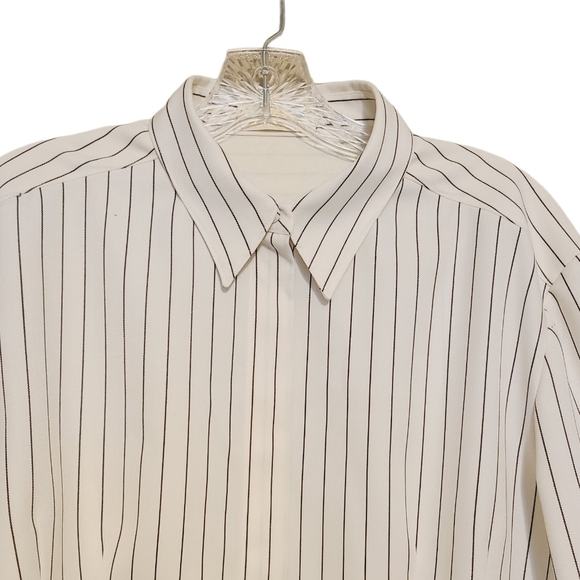 Sara Battaglia | Women's Classic White & Black Striped Skirt Suit (Size Large) - Picture 5 of 16